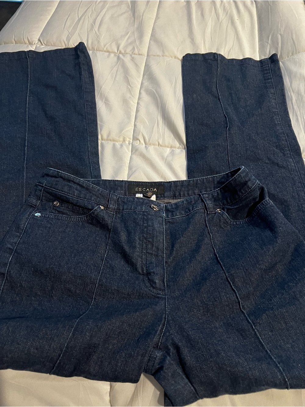 Escada Dark Indigo Denim Trousers 38 womens size 8